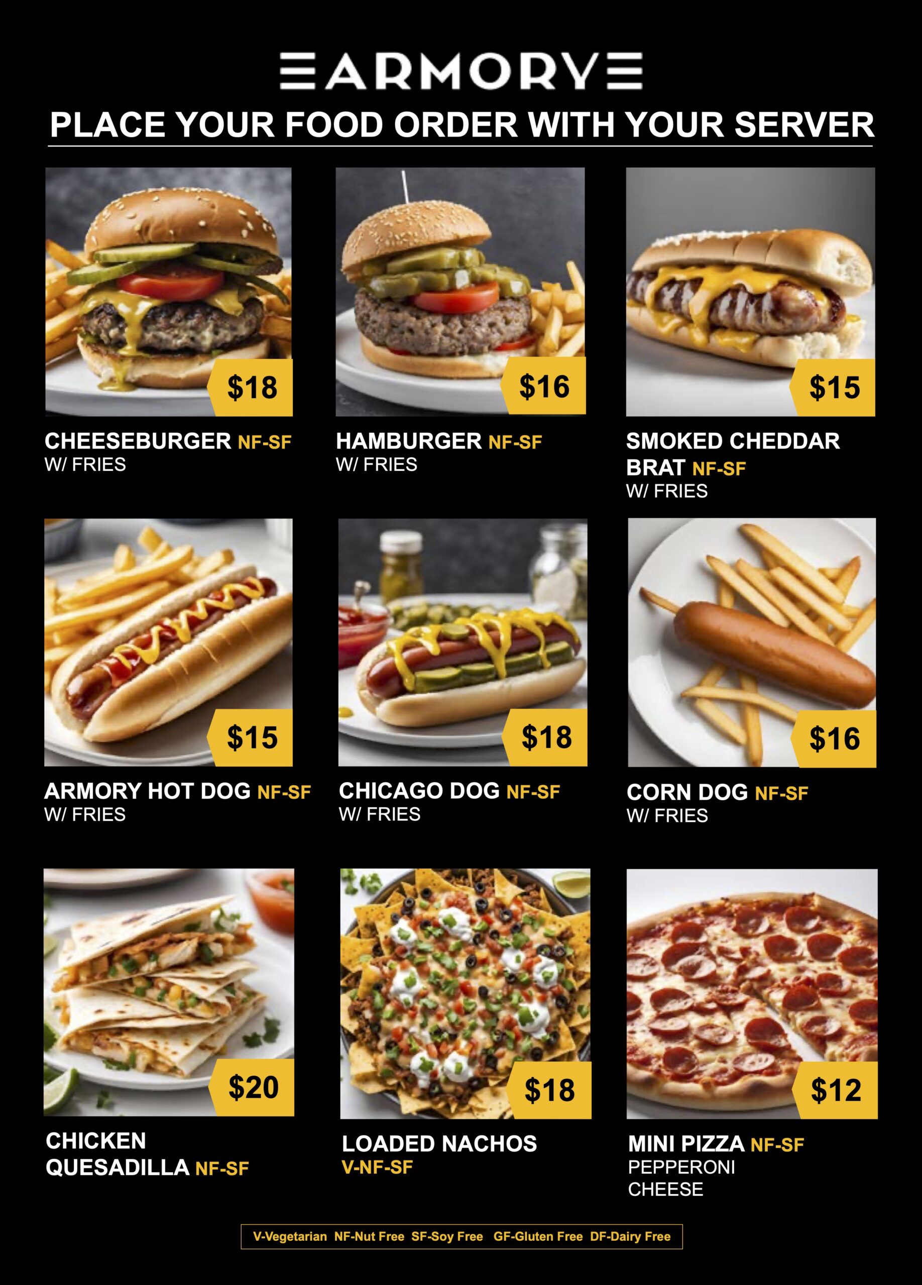 Armory Premium Concessions Menu Armory